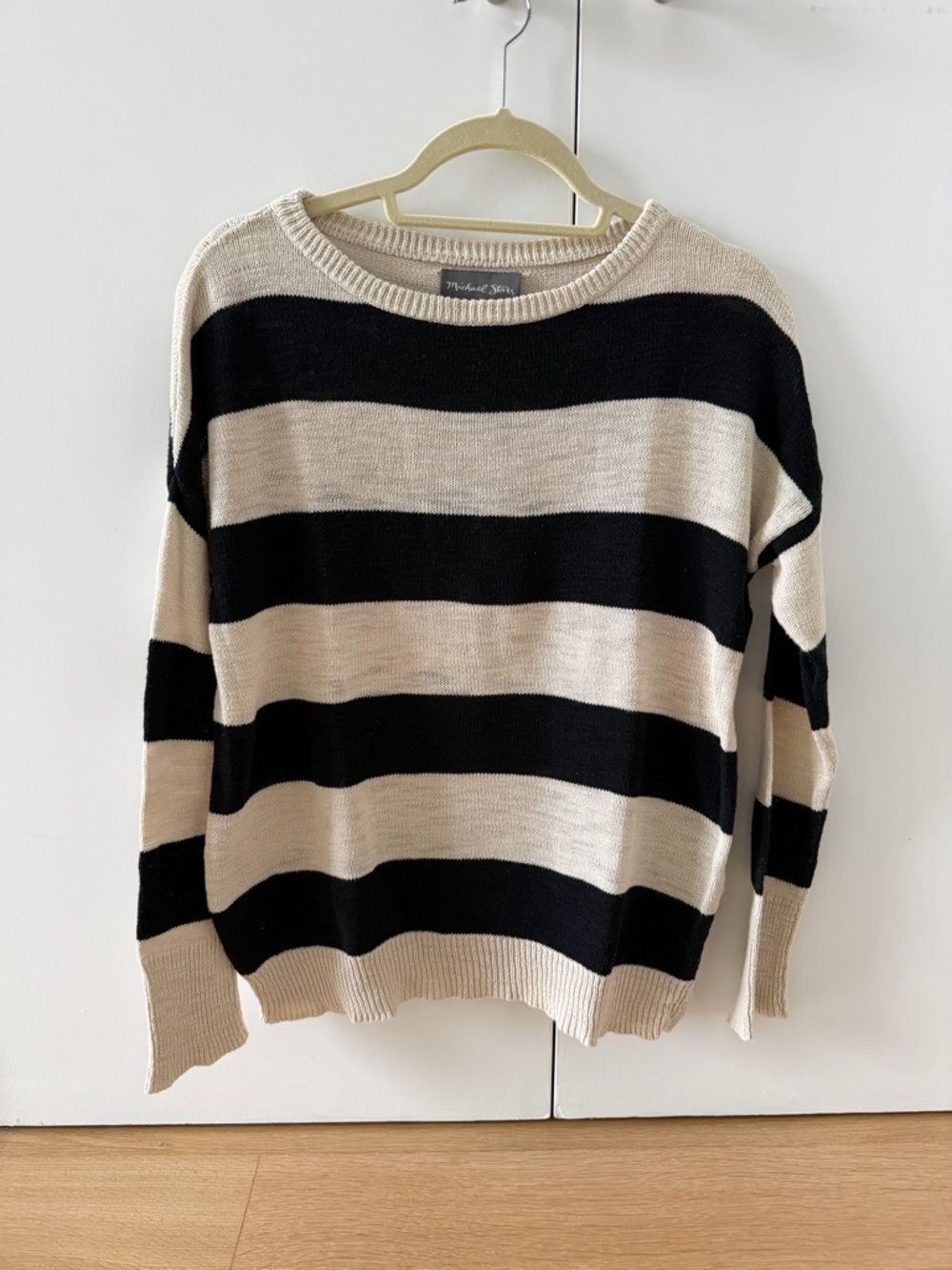 Michael Stars Black and Cream Striped Sweater, Size Small